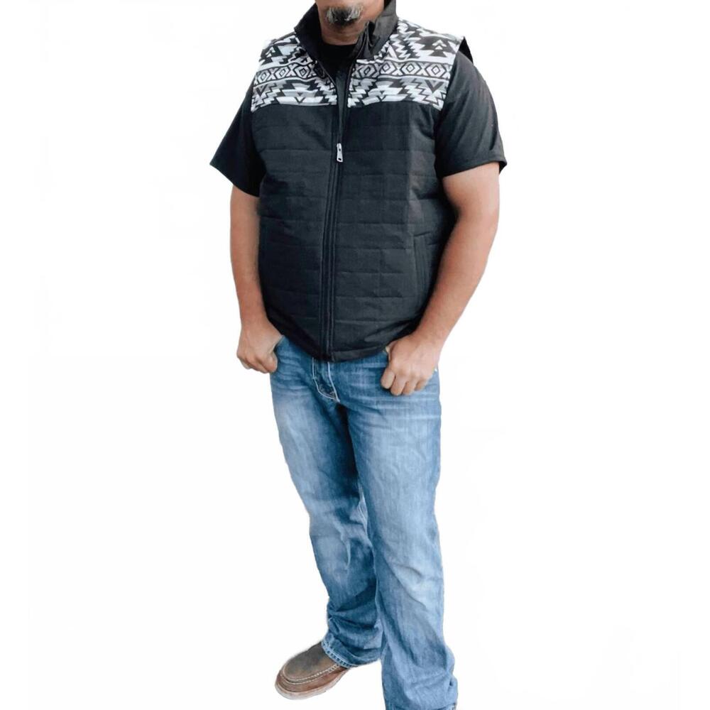 NEW MONTANACO aztec rip vest in black